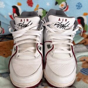 Nike Air Flight Sneakers in White and Maroon